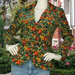 Vintage Agile Florence Walsh Paint Art Floral All Over Print Blazer Jacket